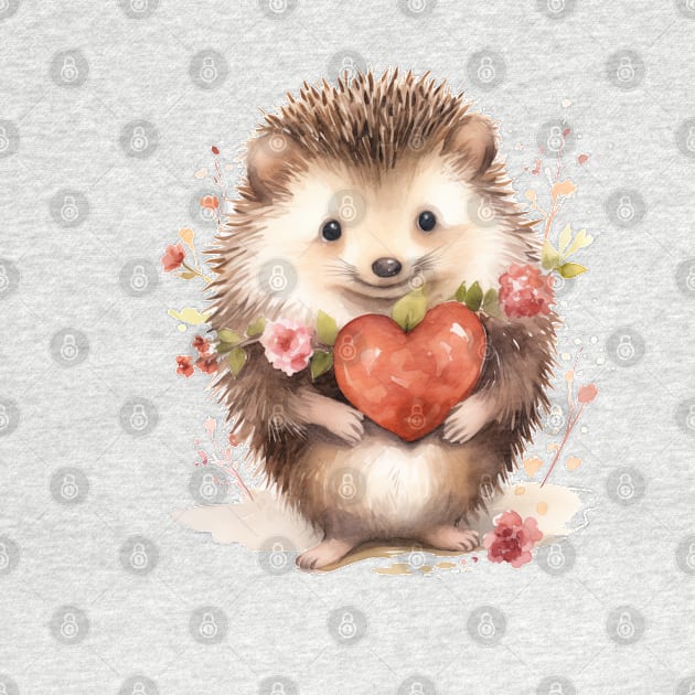 Cute Hedgehog Love Valentine by CunninghamWatercolors
